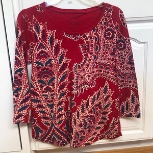 Lucky Brand 3/4 sleeve print top Sz Medium